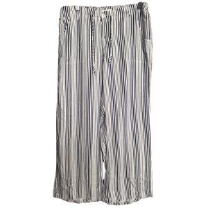 Just Living Casual Wide Striped Pants Large Cotton/Rayon Navy Blue
